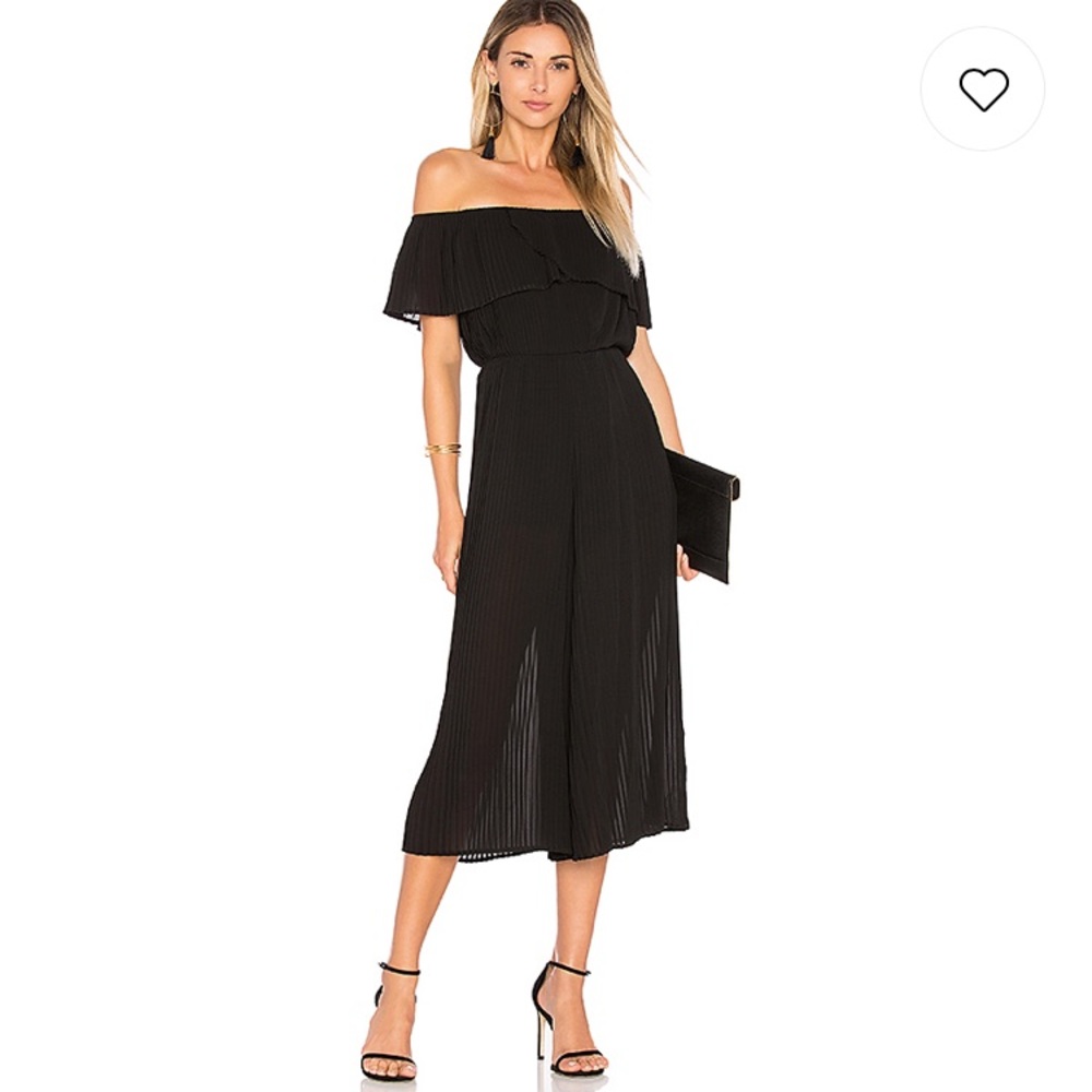 Black Pleated Off The Shoulder Jumpsuit